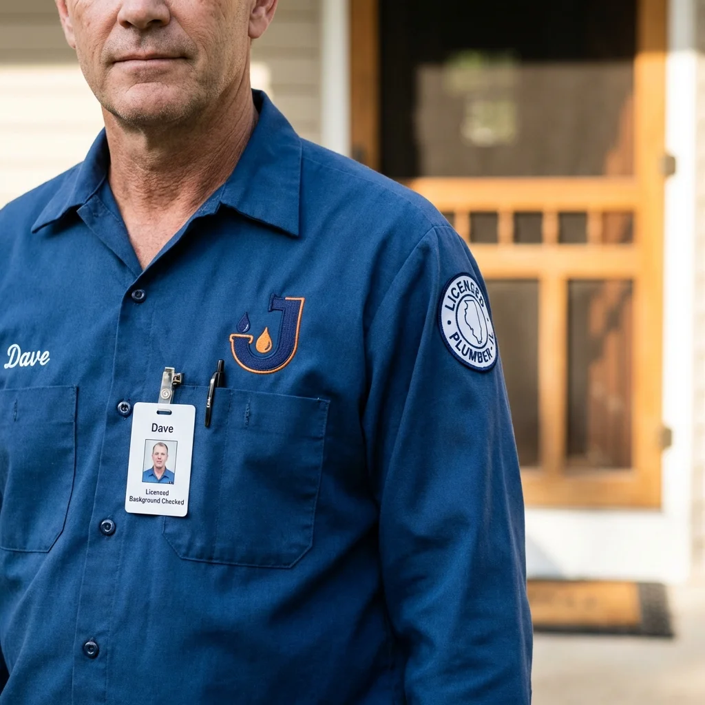 Licensed plumber showing ID badge in Goshen, NY