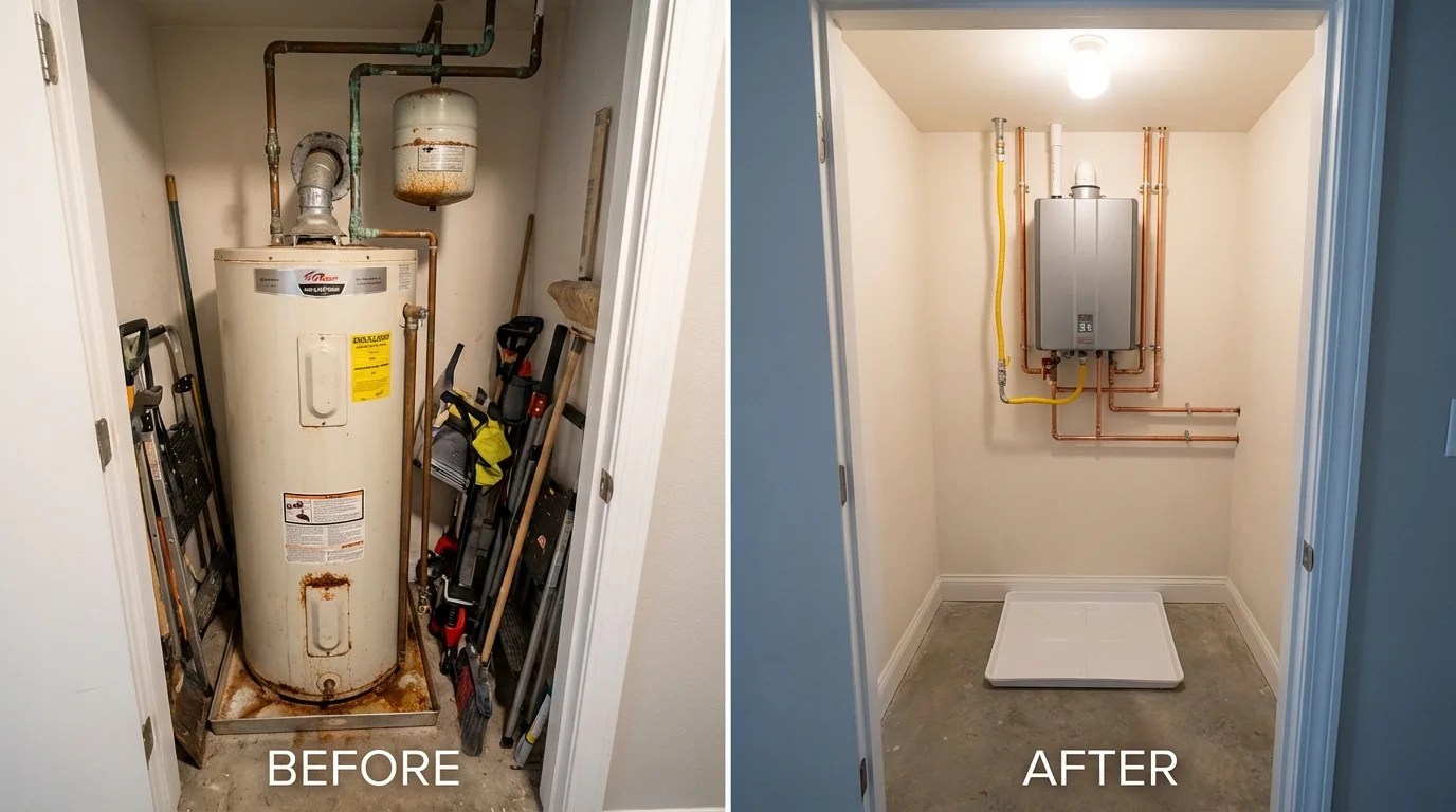 Tank water heater versus wall-mounted tankless unit comparison for Goshen, NY homeowners